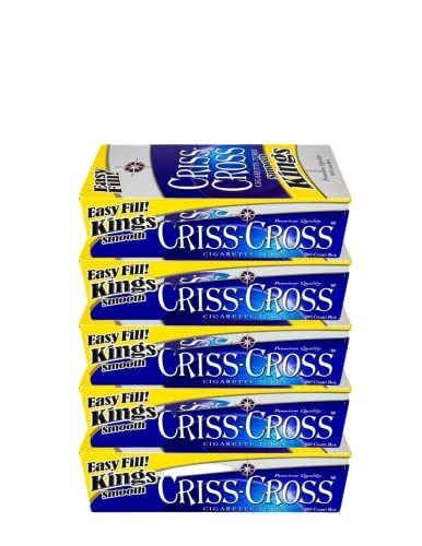 Criss Cross Blue Cigarette Tubes 200 Count Per Box (Blue, King Size (Pack of 5))