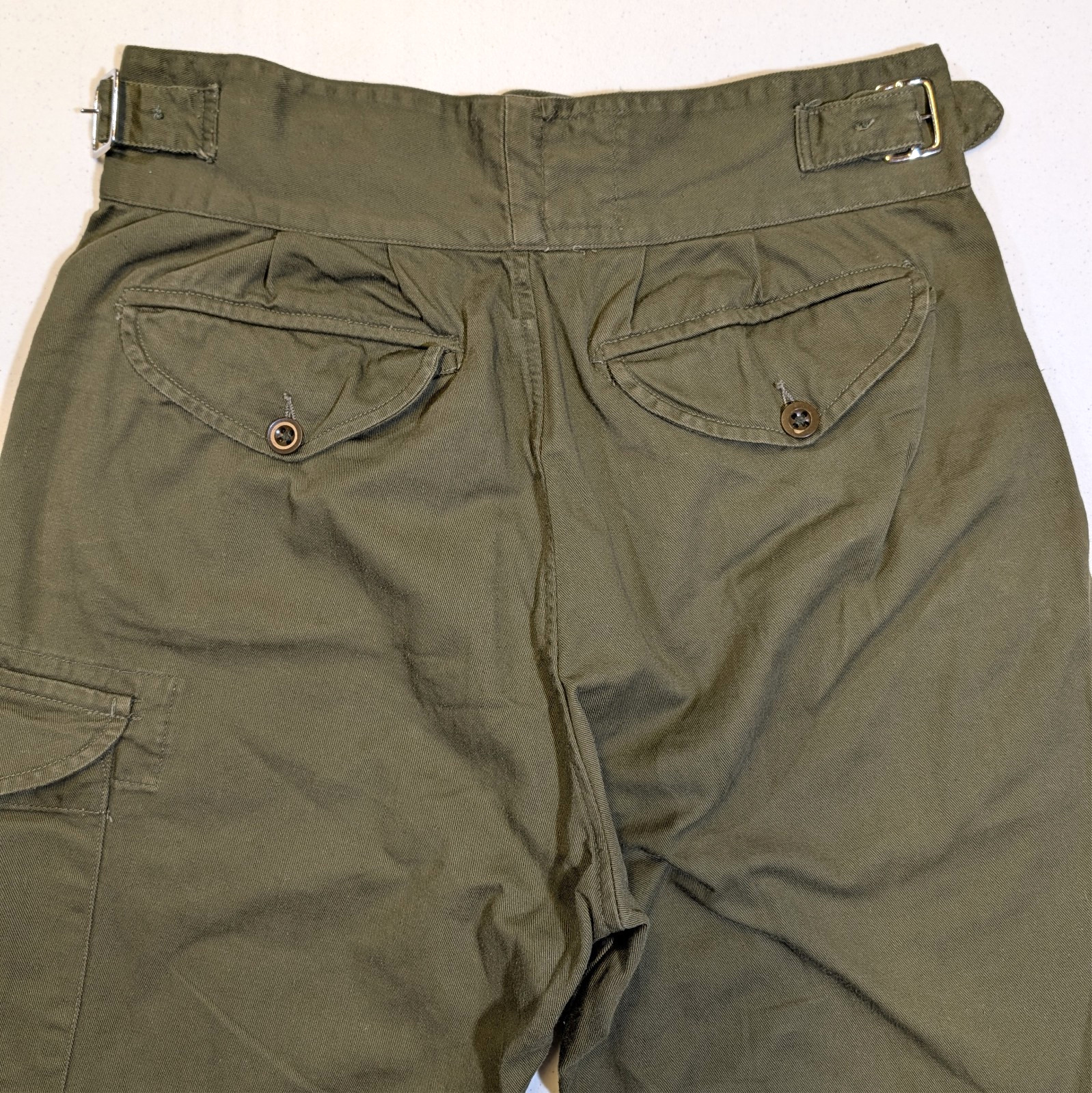 VTG 1952 British Army 1950 Pattern Gurkha Pants Sz 9 (32×31.5) OD Green Pleated