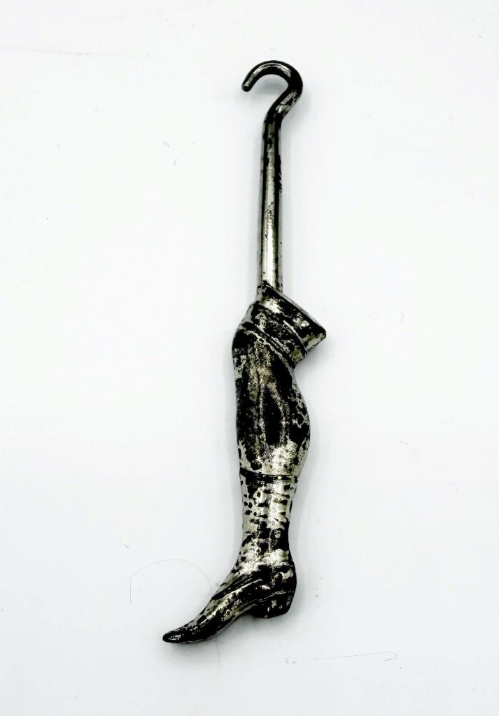 Antique Silverplate Leg Stocking & Shoe Novelty Button Hook