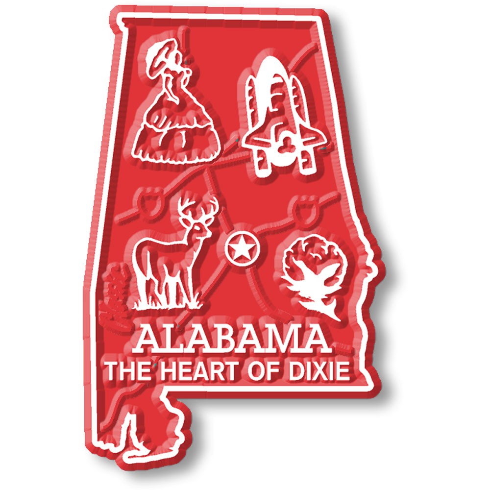 Alabama Six-Piece State Magnet Set by Classic Magnets, Includes 6 Designs