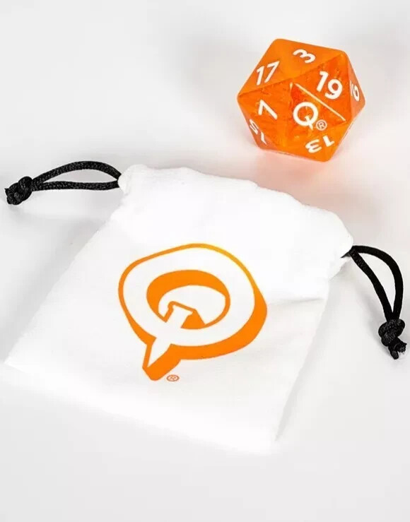 Quakecon 2024 Convention Oversized D20 D&D Resin Orange Dice Figure & Bag NEW