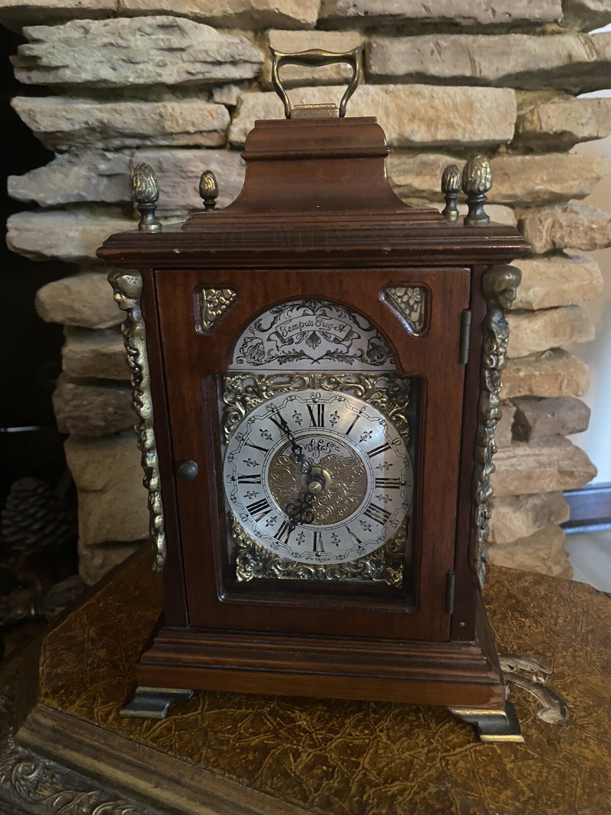 antique electromechanical mantel clock marked W oF S Foriegn