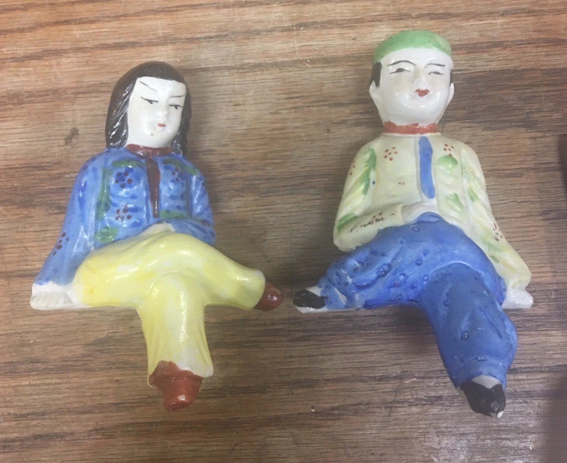 PAIR OF Occupied Japan Oriental Shelf Sitters 5 inches tall