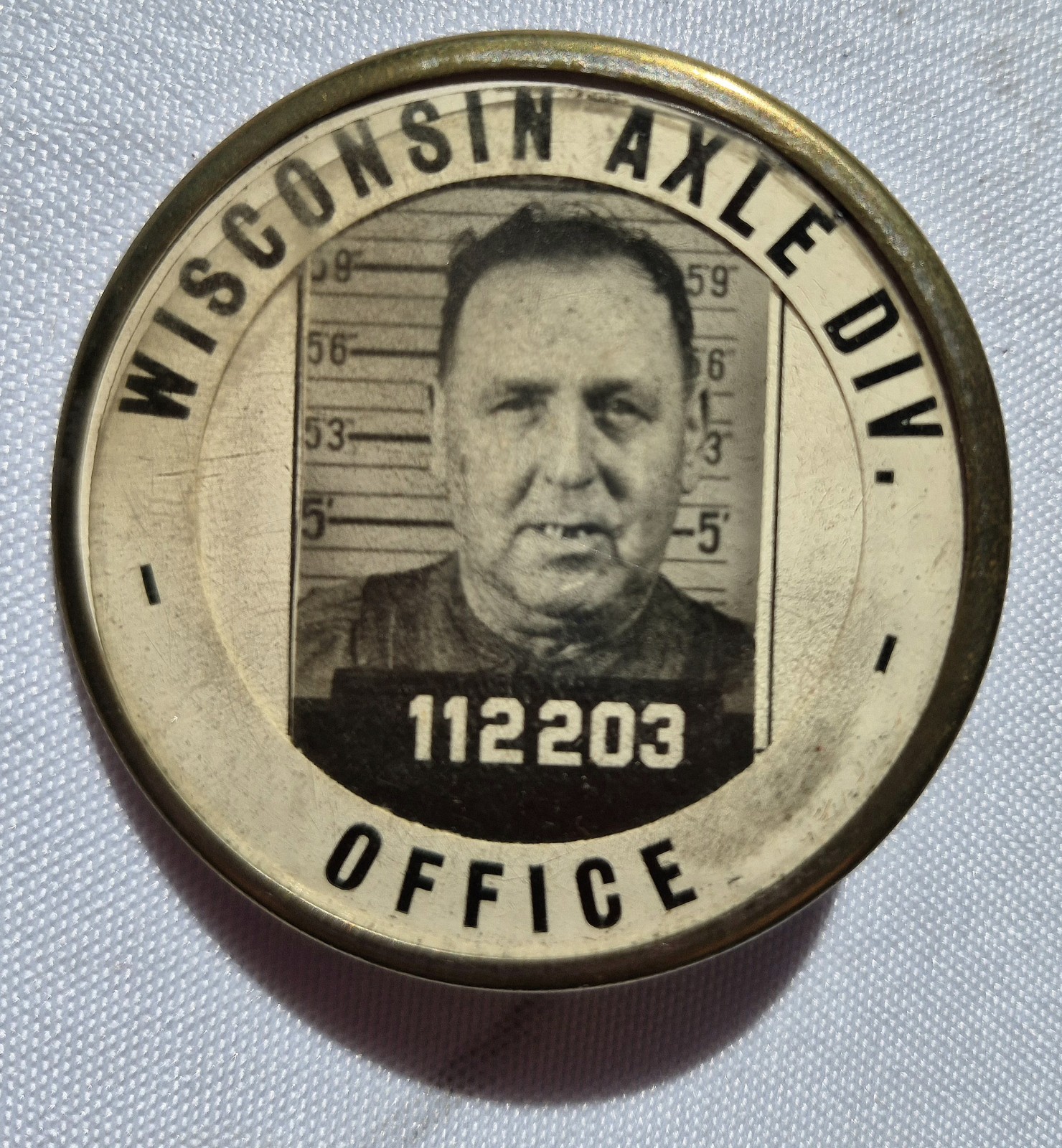 Vintage Wisconsin Axle Div Office Photo Employee ID Pin Badge 112203 Rockwell