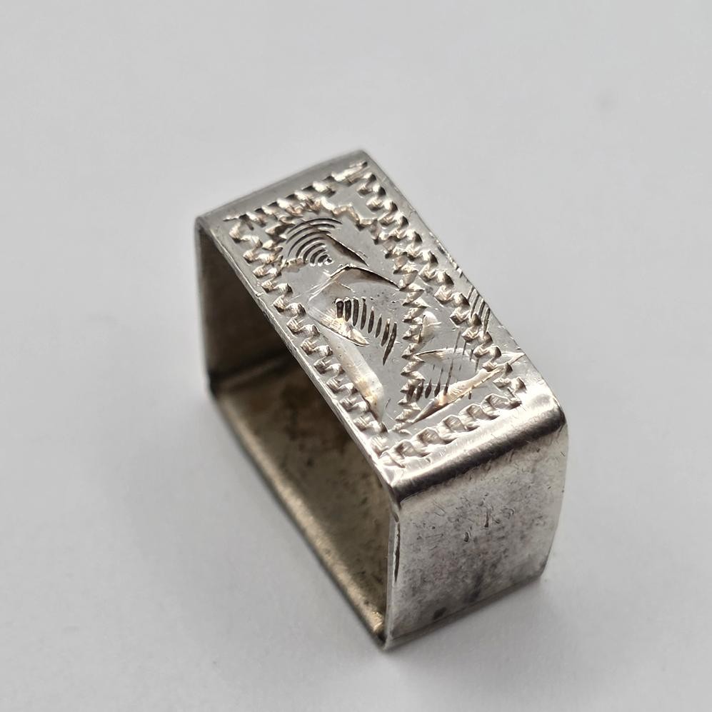 Vintage 925 Sterling Silver 1/2″ 0.5″ Engraved Western Thin Belt Loop Keeper