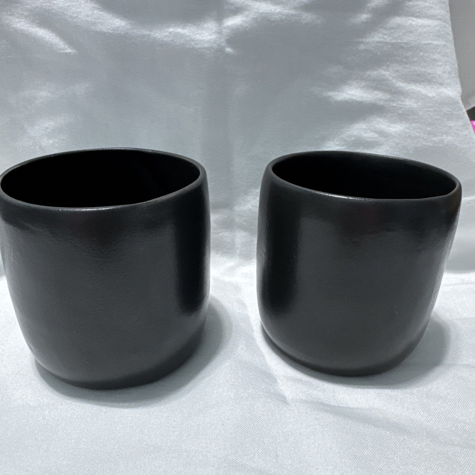 LUNAZUL Tequila Set Of 2 Hand Crafted Cantarito Terracotta Mugs Black Wolf Logo