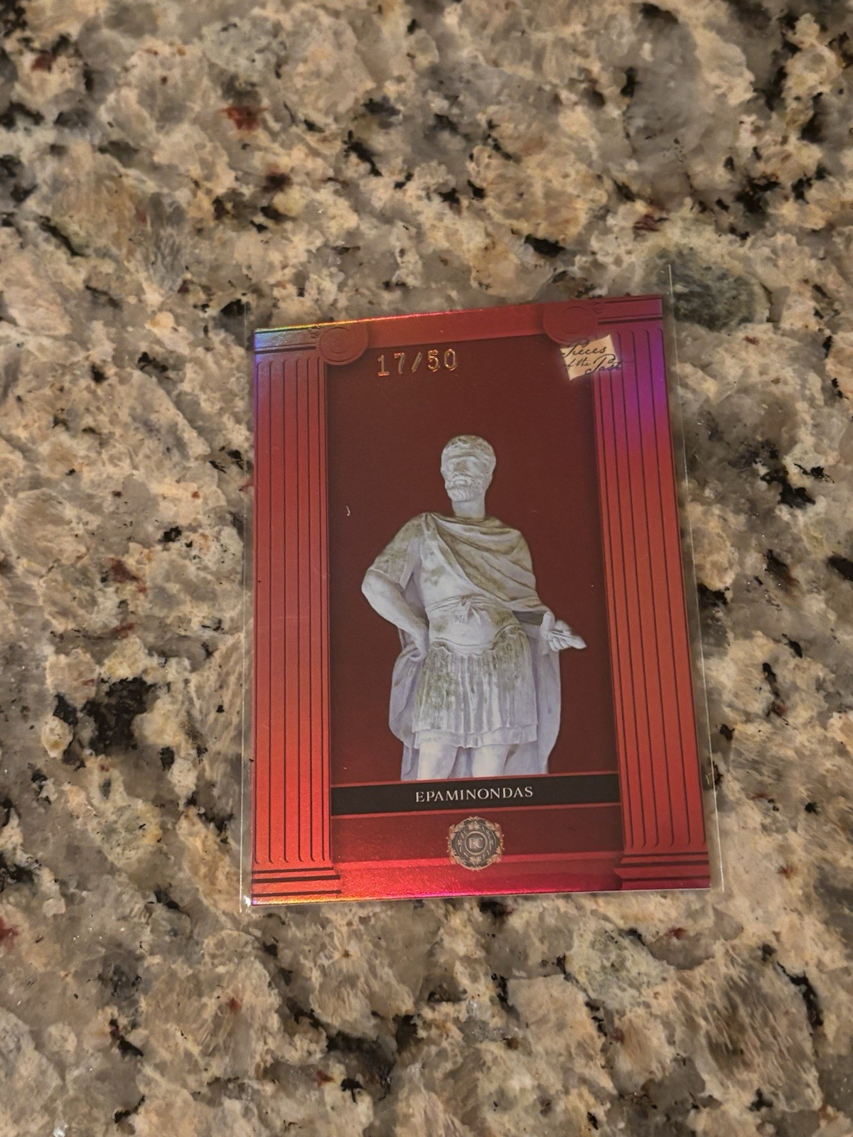 EPAMINONDAS PIECES OF THE PAST ANCIENT WORLD LIMITED RED 17/50 CARD
