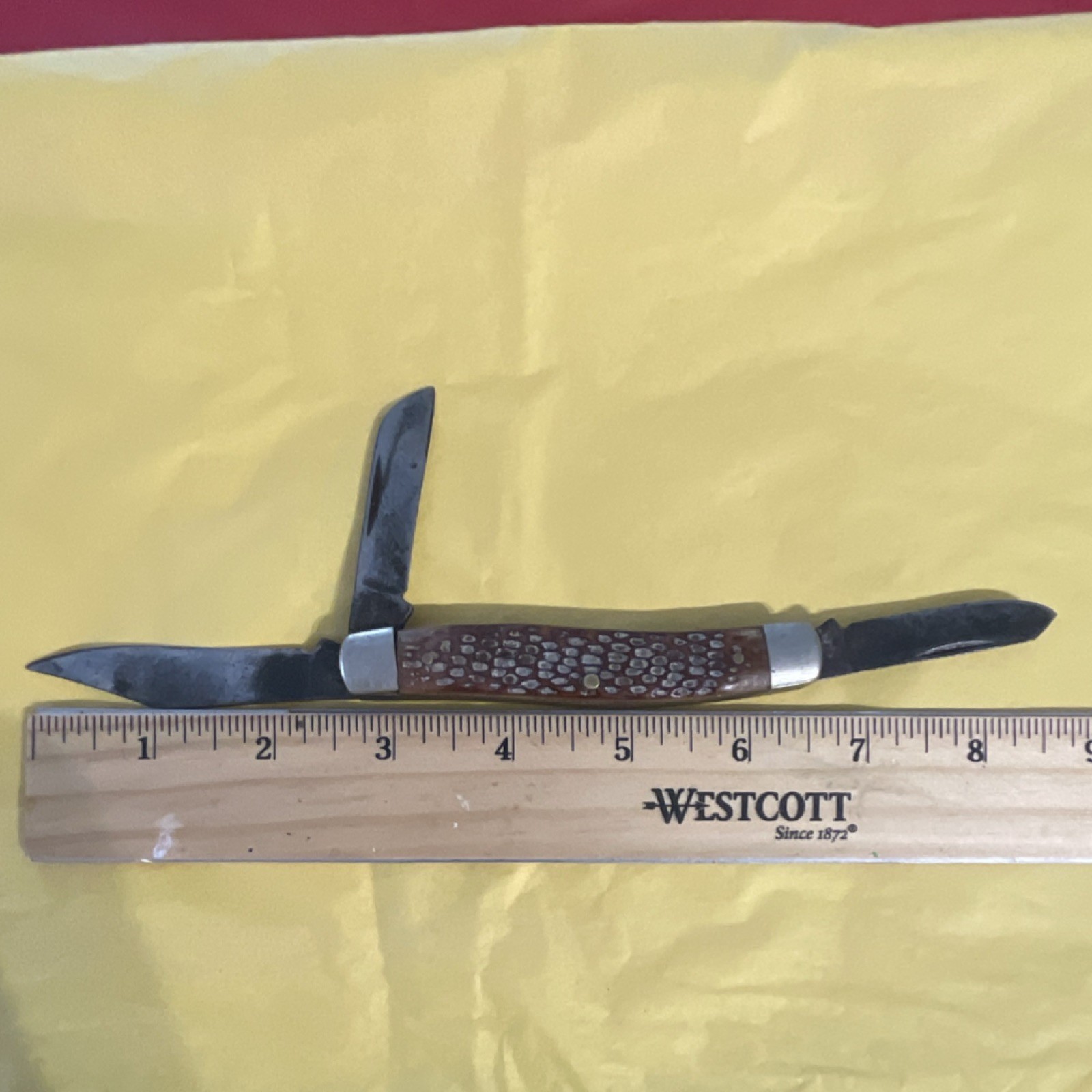 Vintage frontier 3-Blade Slipjoint Pocketknife Plain Edge Brown/Silver
