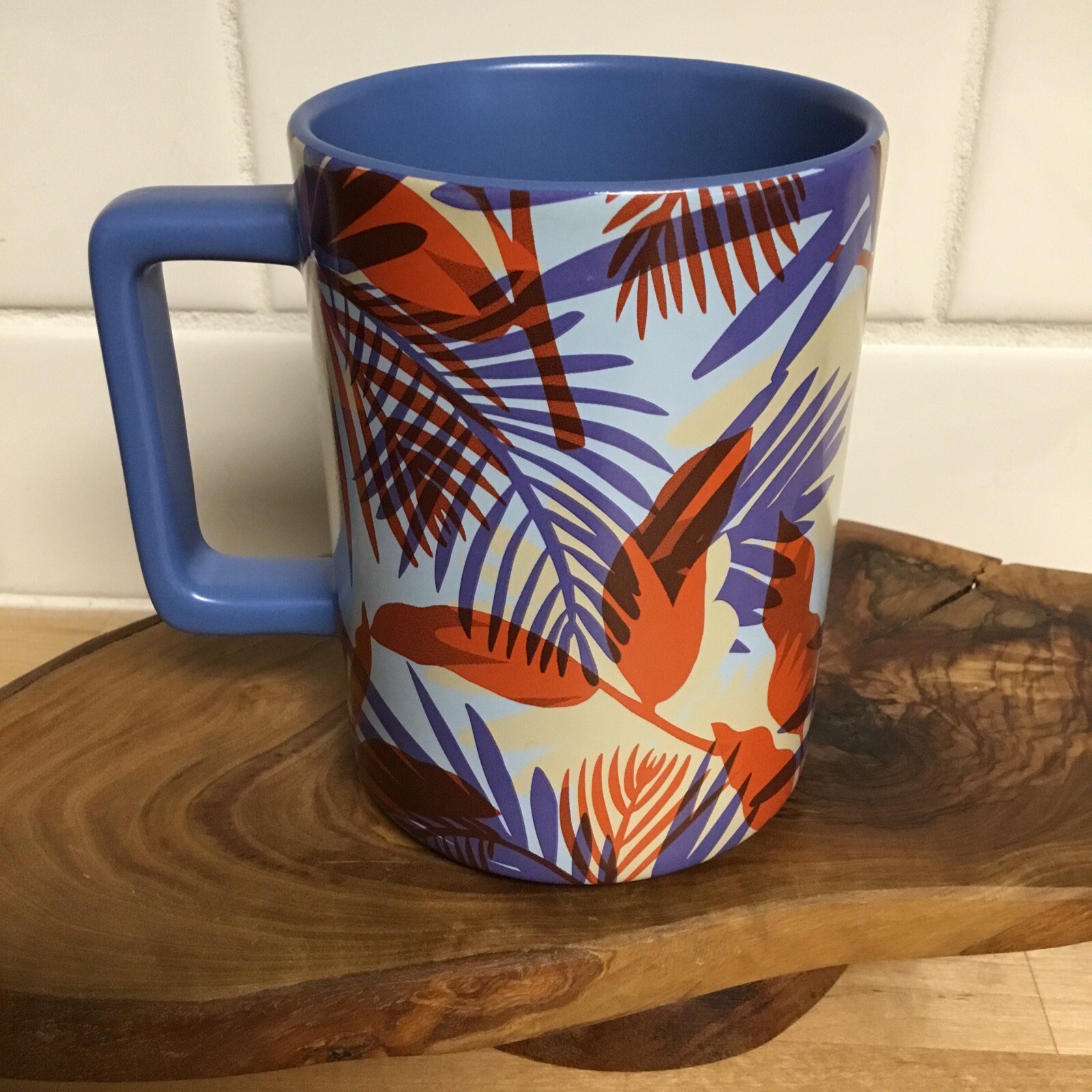 Starbucks Reserve Tropical Coffee Mug Palm Print Fauna Blue Multicolor 12 oz