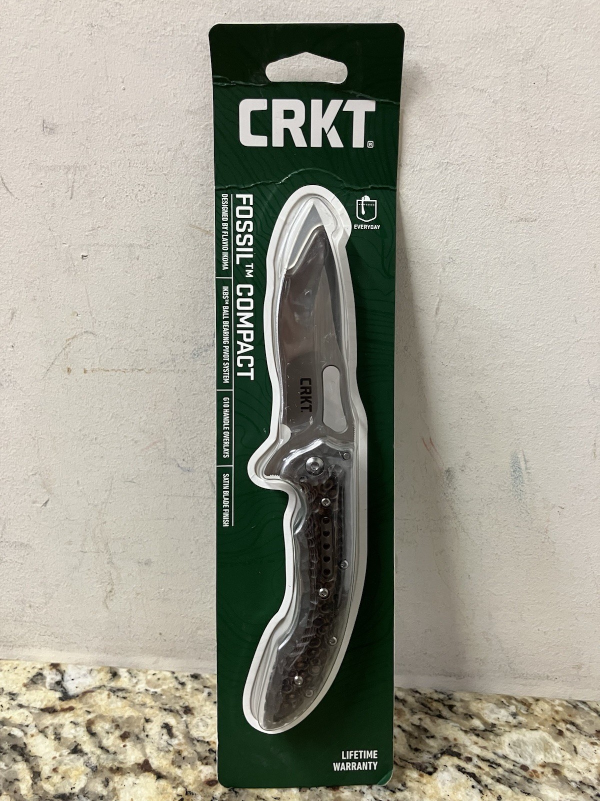 CRKT Ikoma Fossil Compact – Hammered G-10 DES BY FLAVIO
