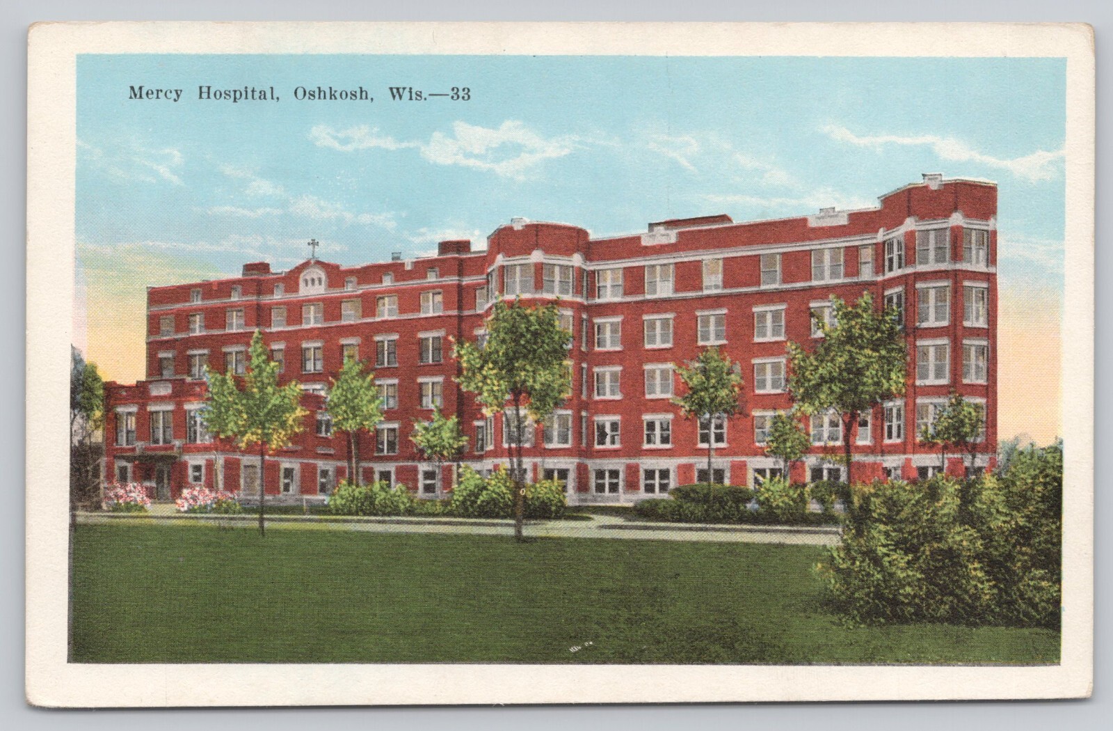 Oshkosh Wisconsin Mercy Hospital Unposted Postcard 1930s