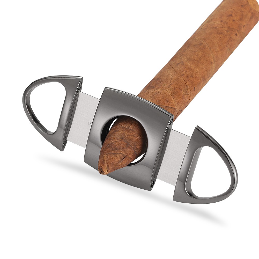 Galiner Pocket Cigar Cutter Double Blades Guillotine Stainless Steel Gift Box