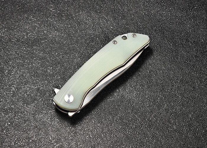 CMB Made Knives Blaze Linerlock Jade G10 Folding D2 Steel Pocket Knife
