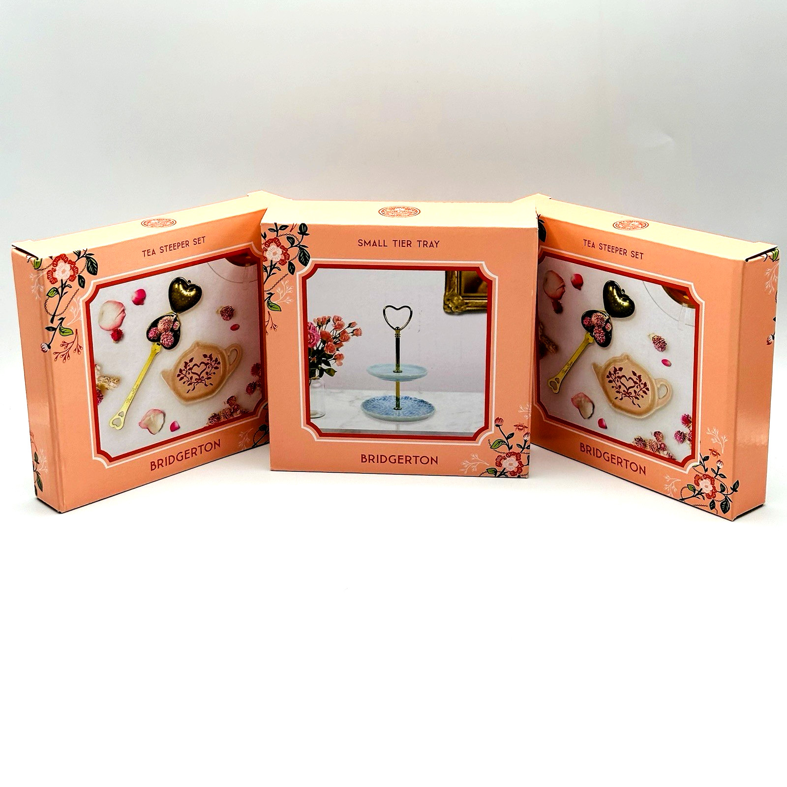 Bridgerton – Netflix – Small Tier Blue Tray and Tea Steeper Set (X’s 2) – New