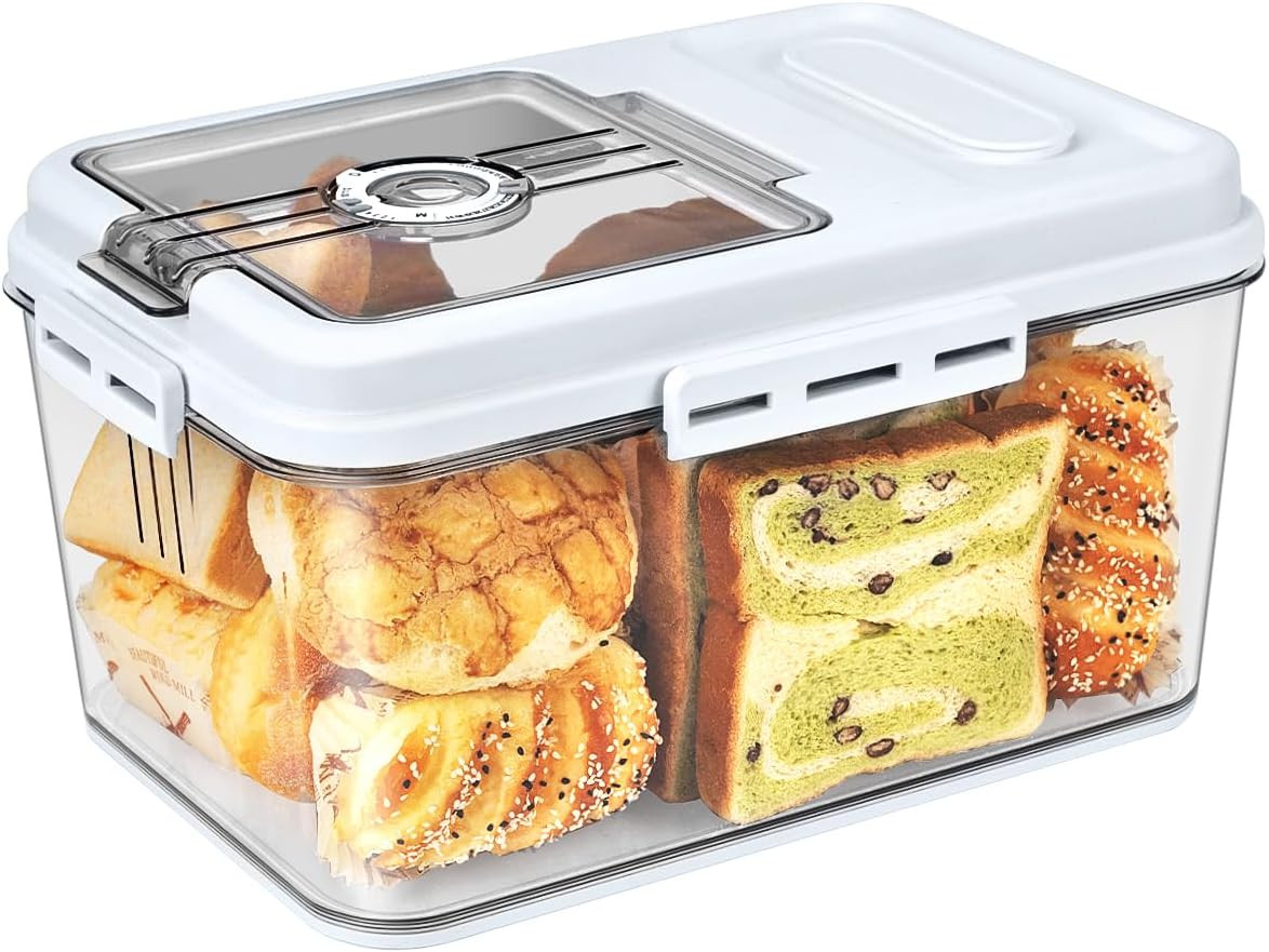 Large Bread Box for Kitchen Countertop 11.4 X 7.5 X 6.7 Inch Airtight Bread Stor
