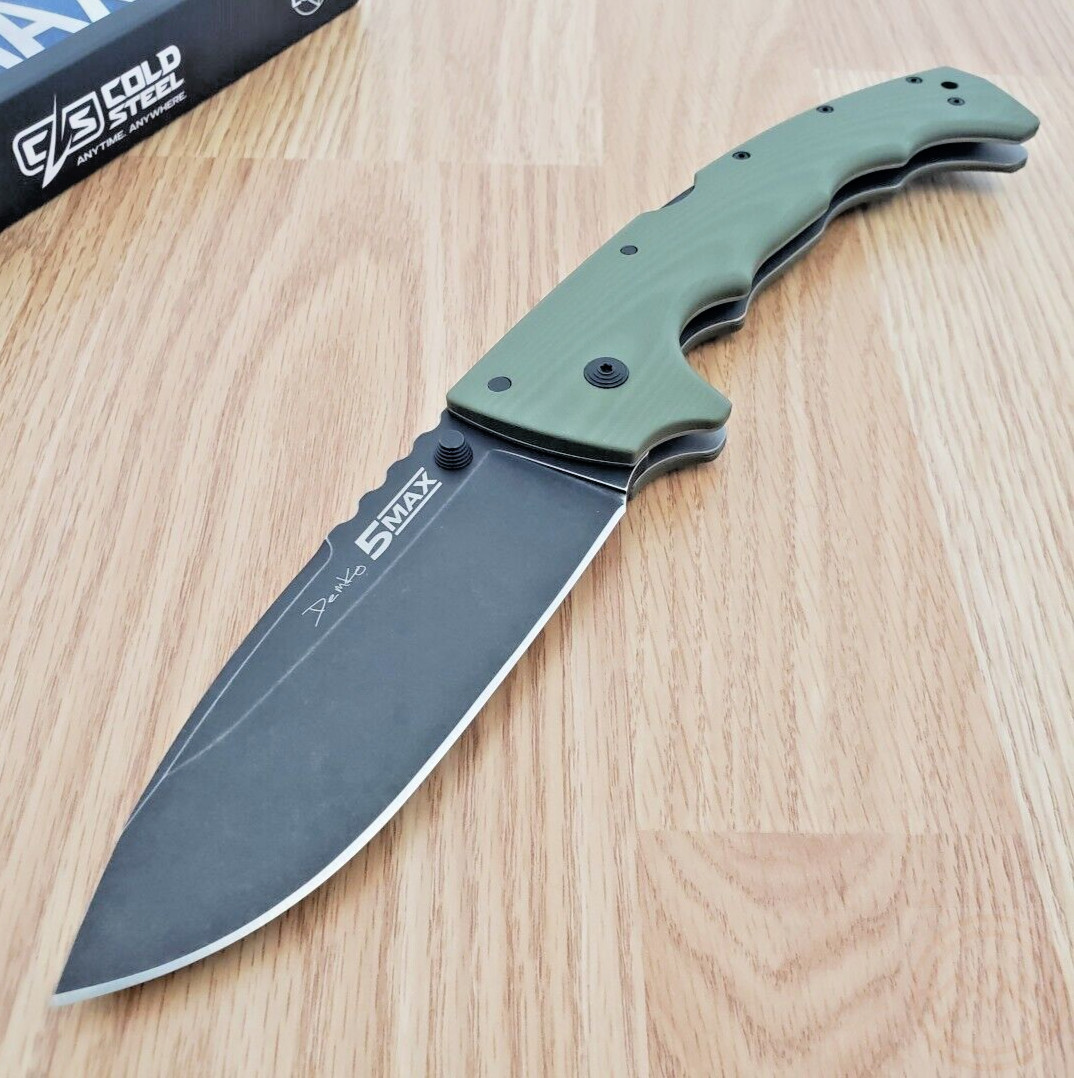 Cold Steel 5 Max Lockback Folding Knife 5″ S35VN Steel Blade OD Green G10 Handle