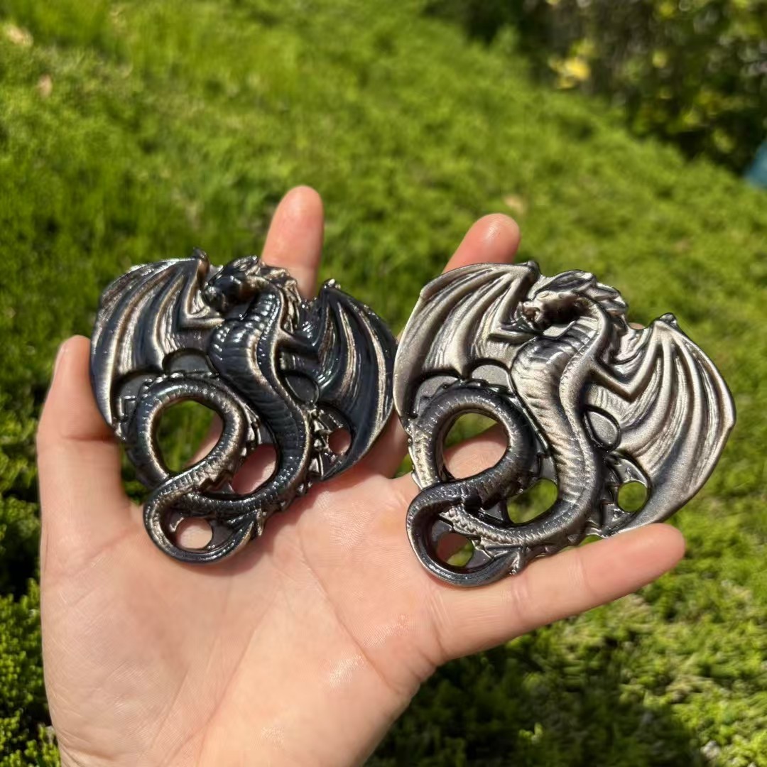 3.1″ Natural Silver obsidian Flying Dragon quartz crystal Home Decor Reiki Gift