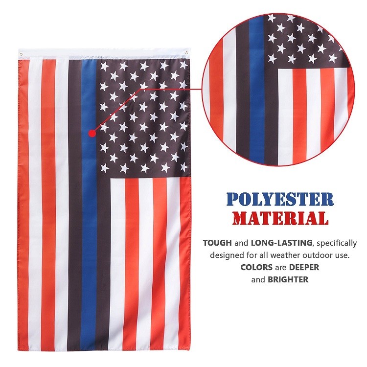 3×5 TRUMP 2024 Blue Lives Matter USA Thin Black Blue Line American Police Flag