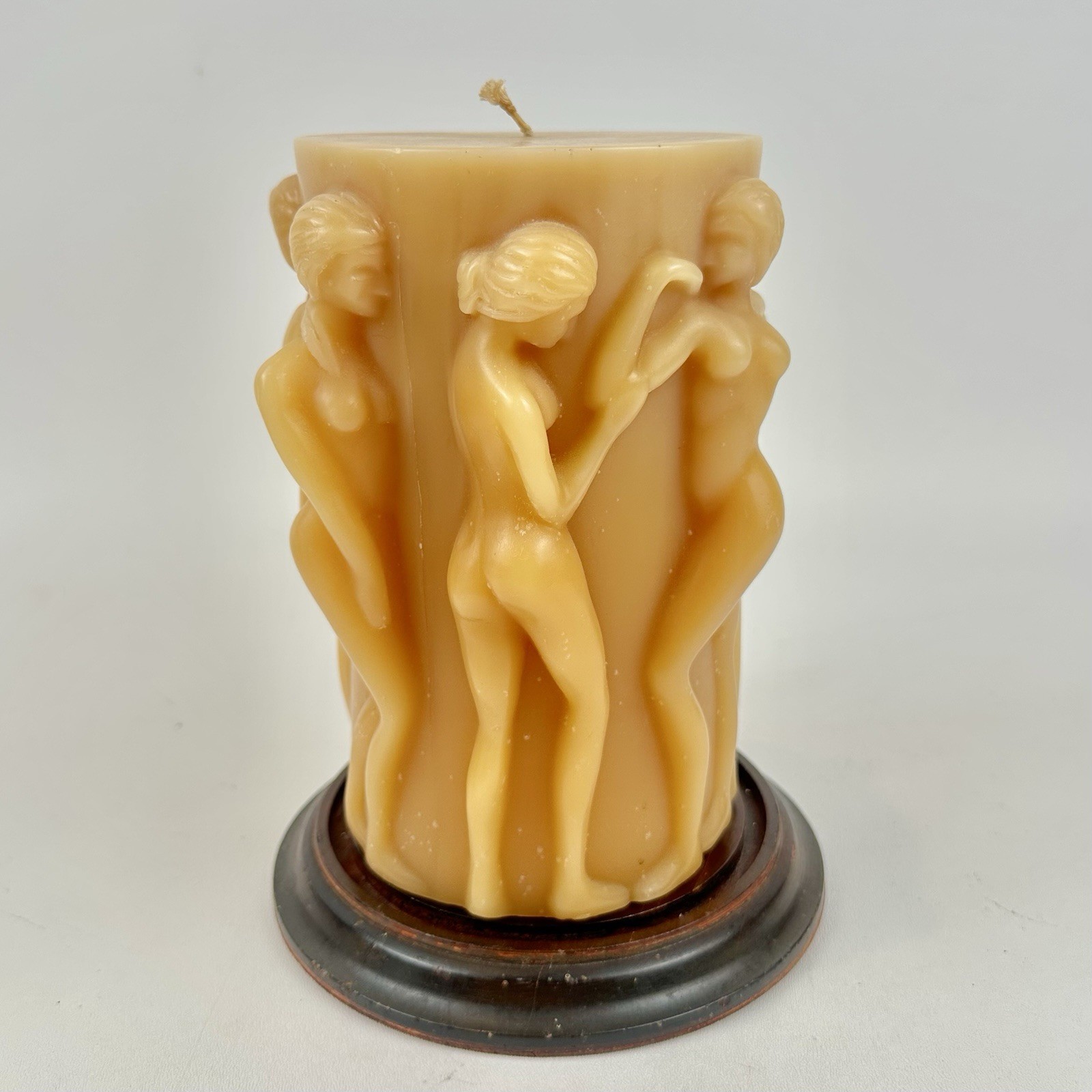 Vintage Wax Candle 3D “Bacchantes” Women Ladies Dancing Together Toffie 8” Love