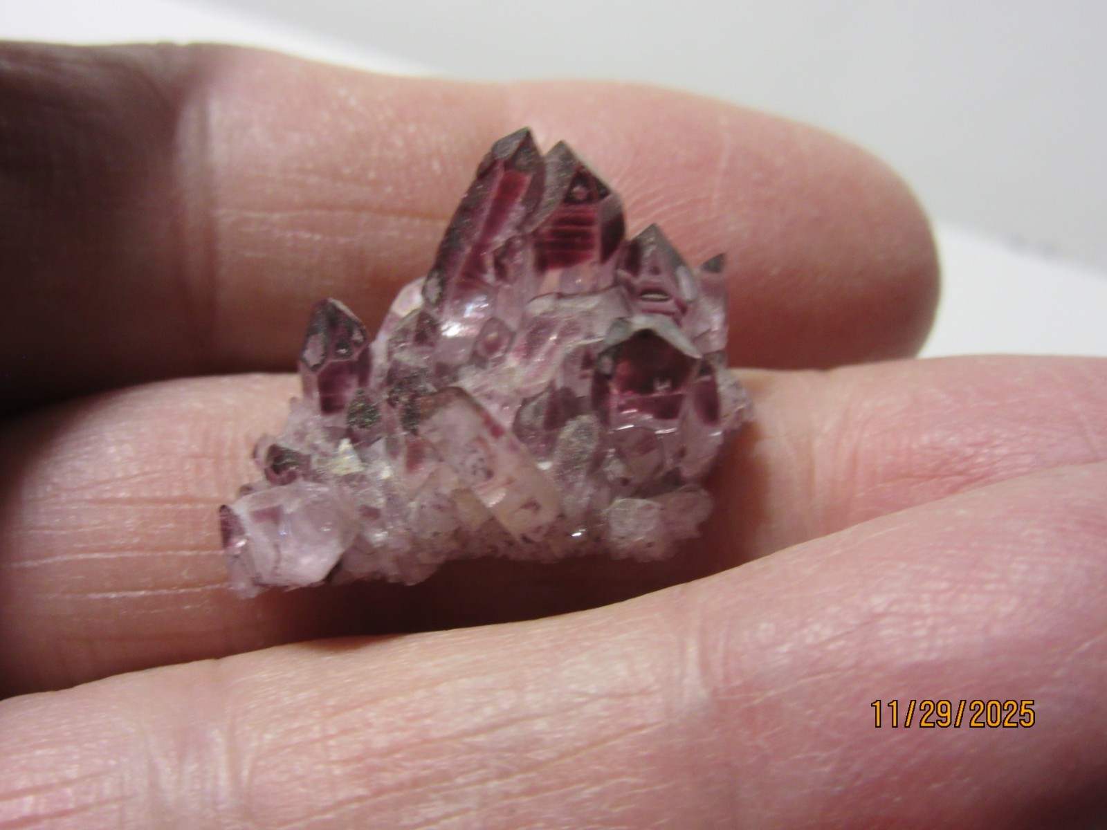 Rare Raspberry Aura Quartz 1 1/8 Inch Cluster Collectible RAQCC-7