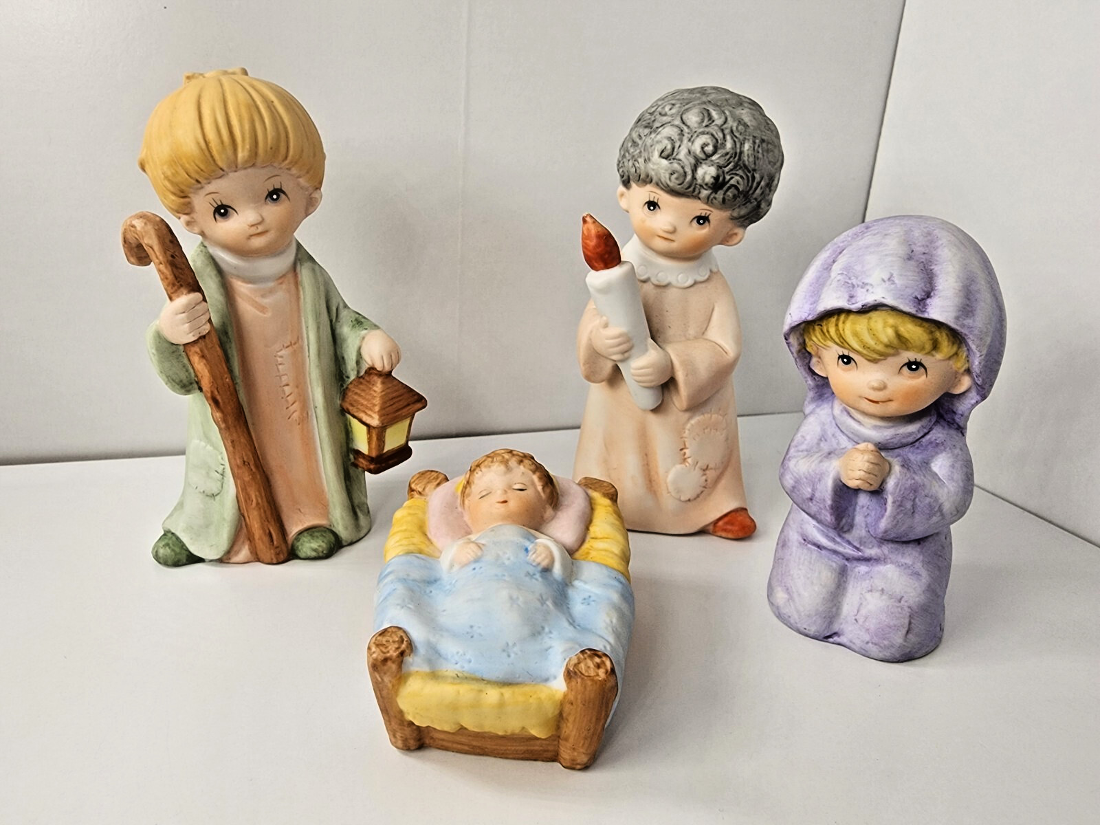 Vintage Homco Nativity Scene with Children Figurines #5602 Home Interiors