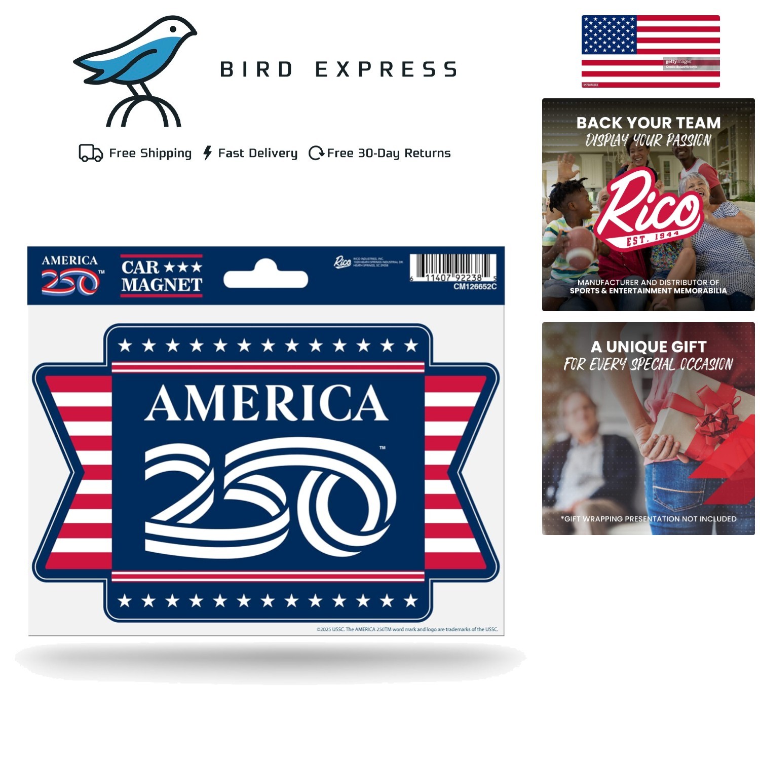 America’s 250th Birthday Car Magnet Patriotic Vinyl Gift July 4th Memorial Day