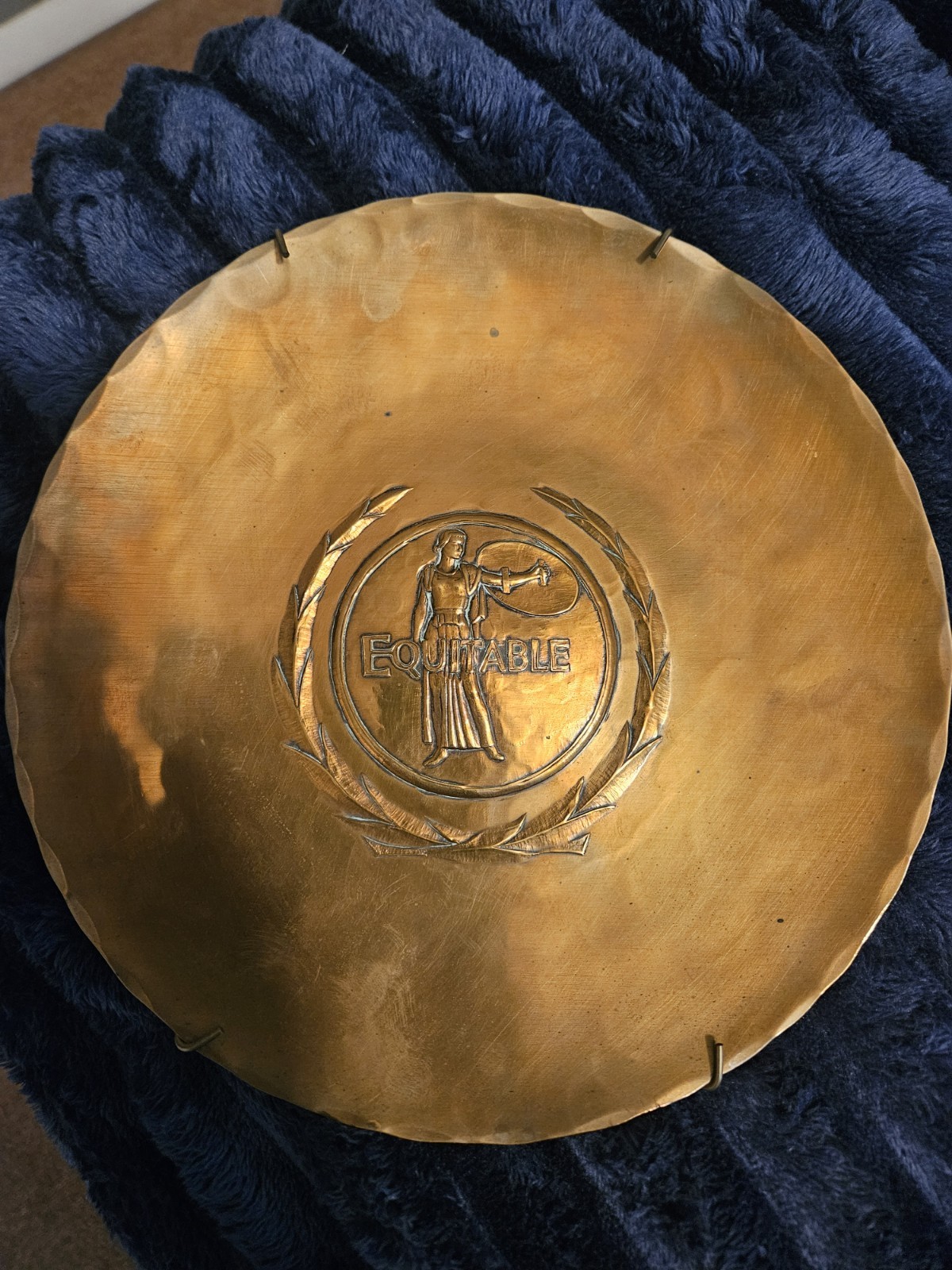 Vintage Wendell August Hand Made Hammered Solid Bronze ‘Equitable’ Plate Dish