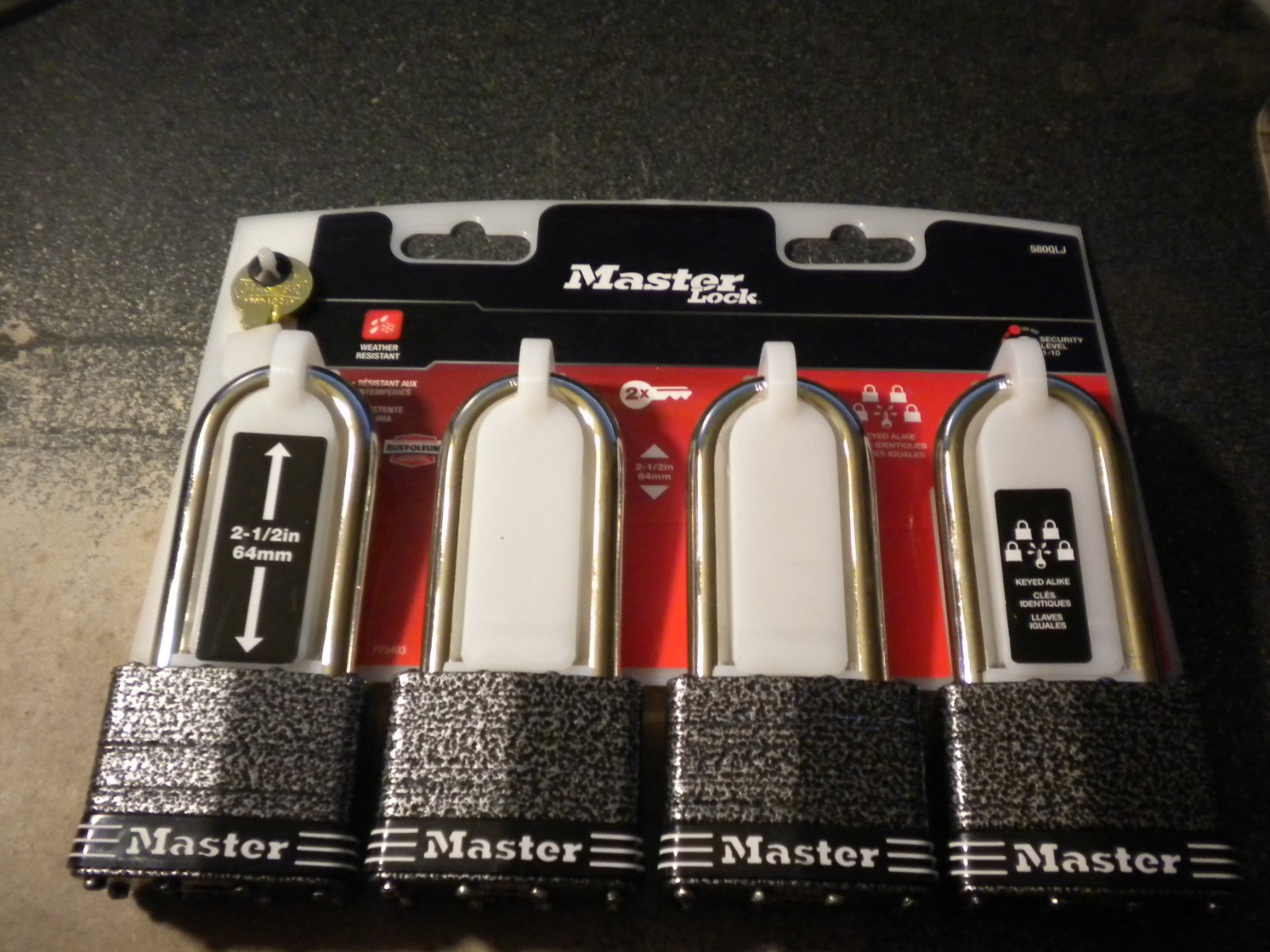 Master Lock 580TLJ Keyed-Alike 2-1/2″ Padlocks 4-Pack – NEW Free US Shipping