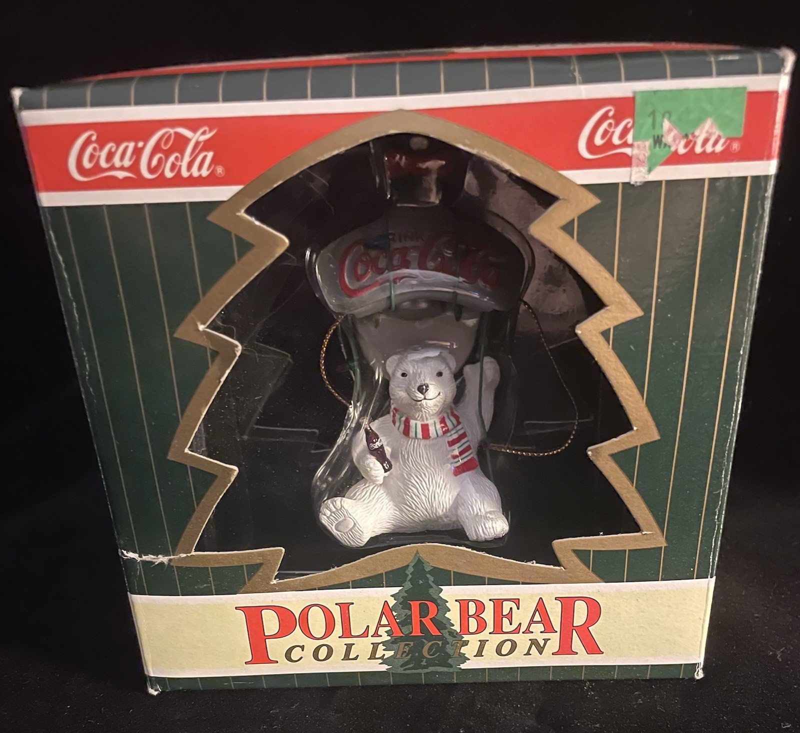 Coca-Cola Polar Bear Christmas Ornament Coke Bottle Glass Holiday w/ Box VTG
