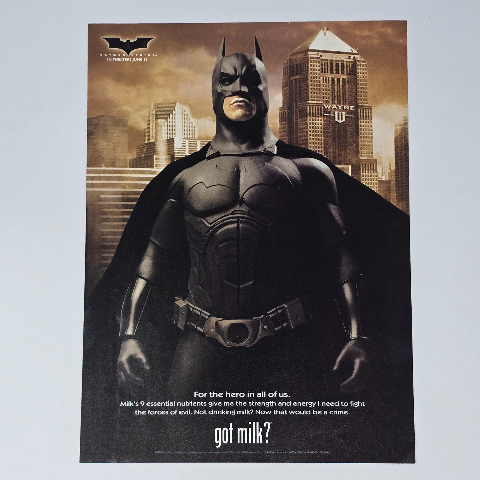 Got Milk? Batman Begins Hero Print Ad/Poster Promo Art