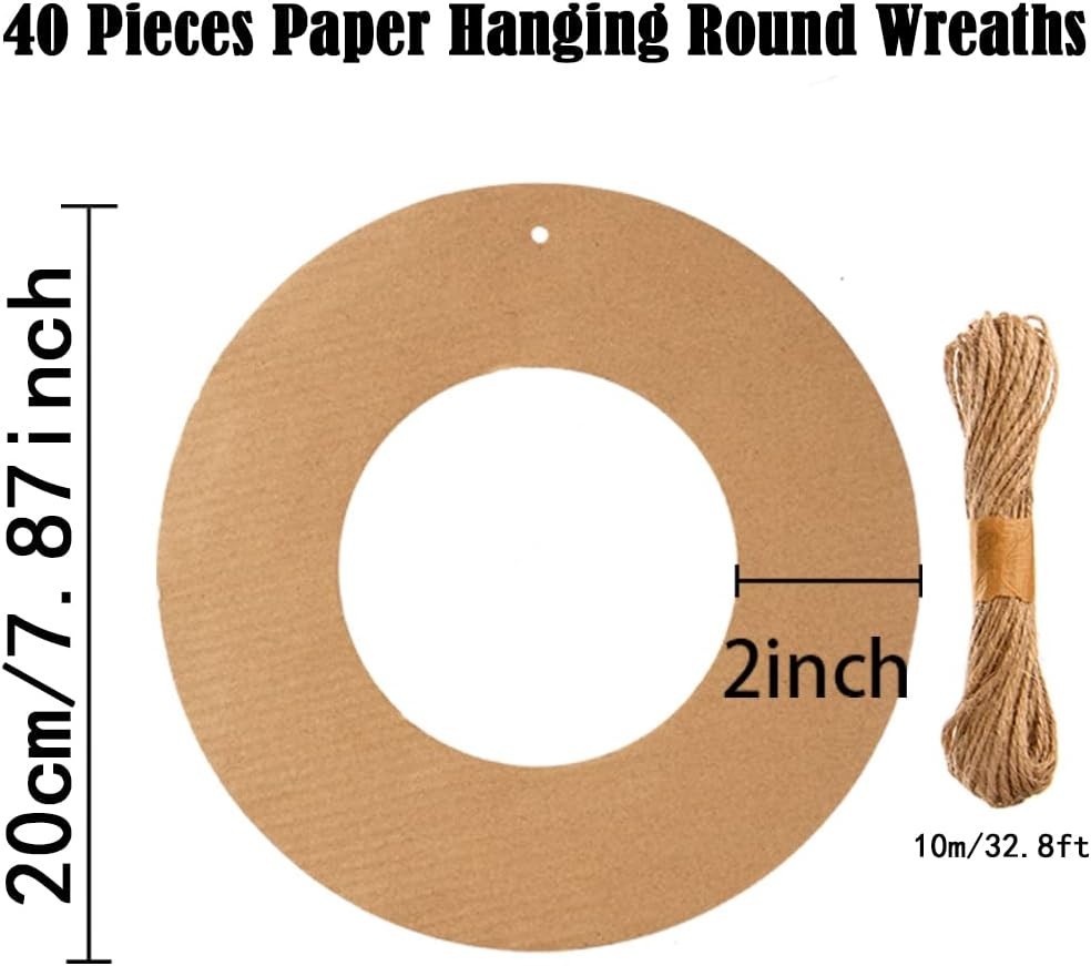 40 Pieces Hanging Round Wreaths Paper Christmas Ornaments…