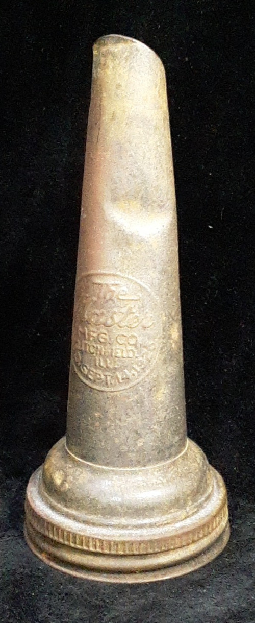 The Master MFG Co Metal Quart Oil Bottle Spout Topper Patent Date 1926