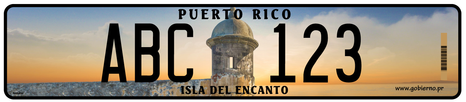 Puerto Rico Premium Euro Style Custom License Plate with Barcode