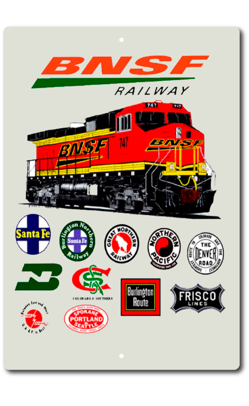 Railroad BNSF Train Collector Sign Tin Vintage Look Garage Bar Decor