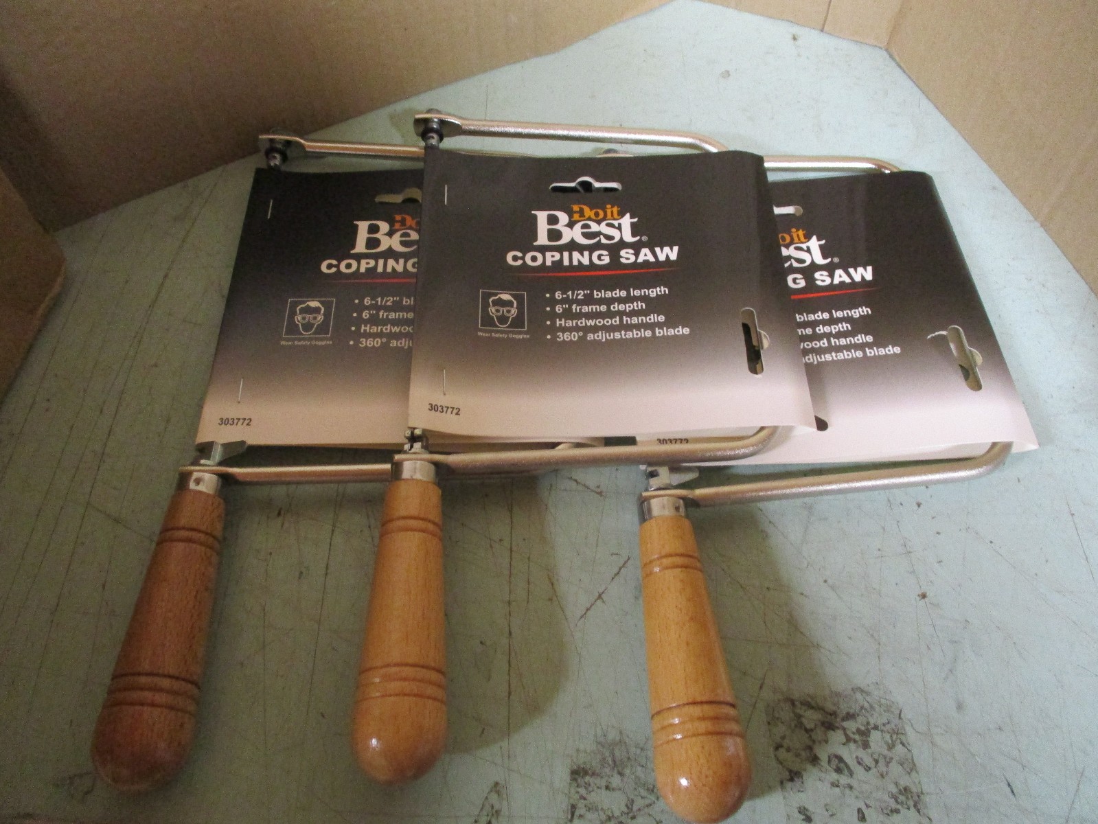 LOT OF 3 NEW Coping Saw with Wooden Handle 6-1/2″ BLADE 360 DEGREE ADJ UL8