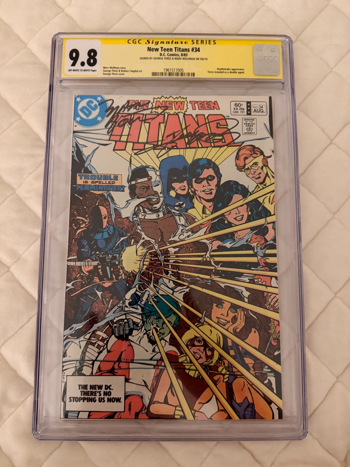 The New Teen Titans, 9.8 CGC Graded, Signed by Marv Wolfman and George Perez