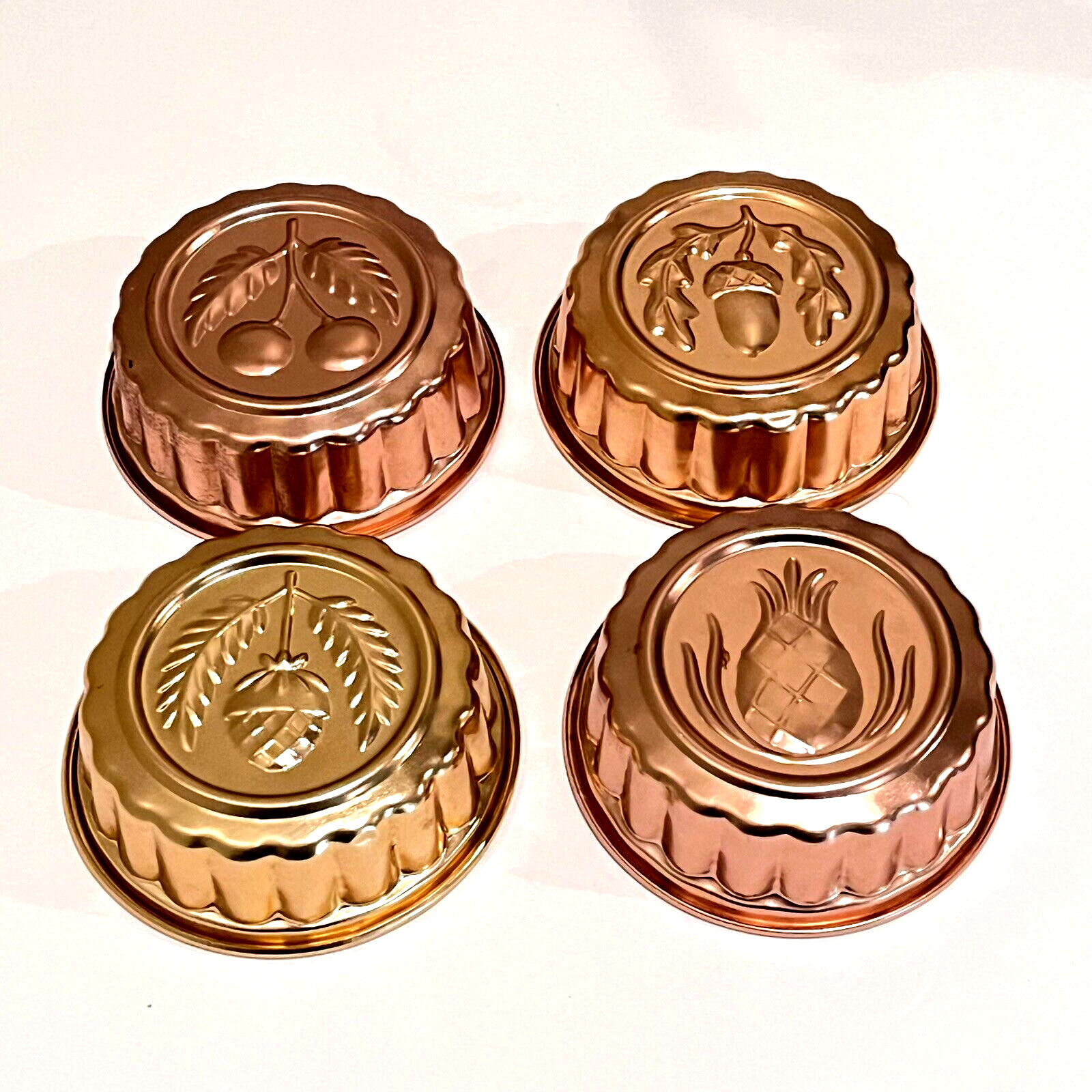 Vintage Jello Molds Set Of 4 Copper Color Aluminum Cake Tart Molds