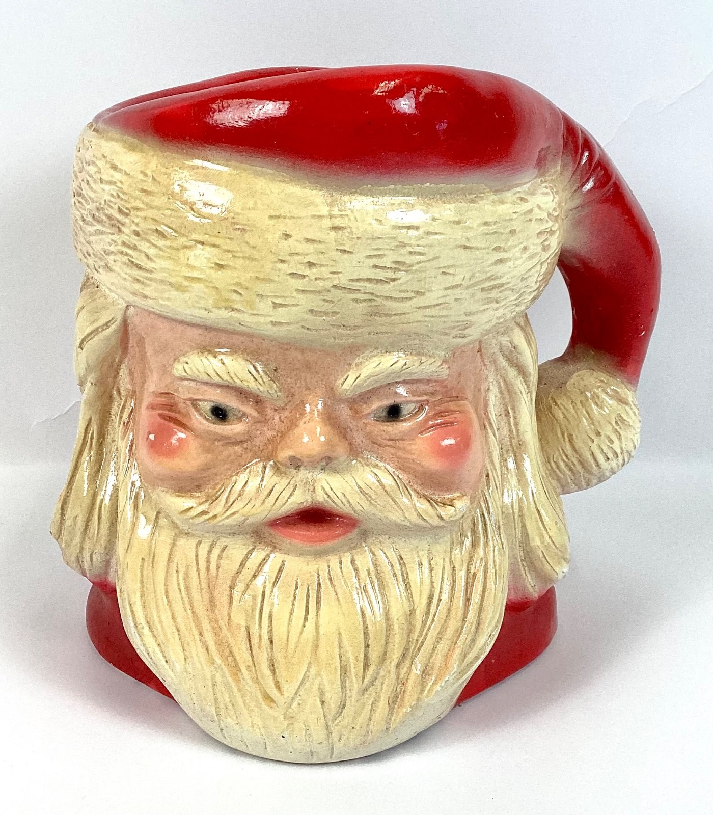 Large Vintage 1977 Santa Mug / Pitcher 8″ Inches Tall & 7.75″ In Diameter