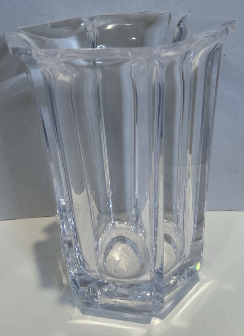 Vintage Modern Contemporary Clear Acryclic Lucite Designer Abstract Floral Vase