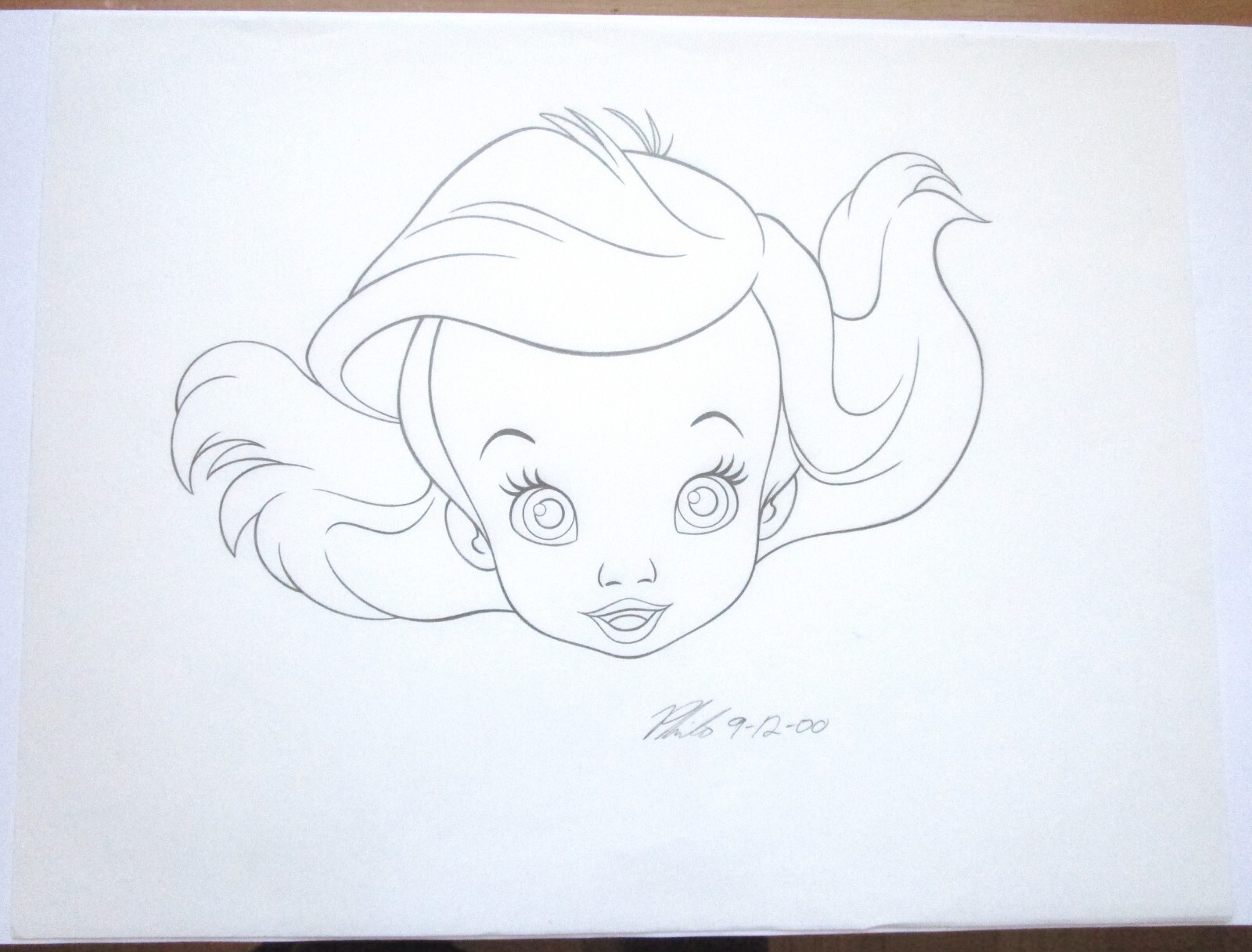 SIGNED LITTLE MERMAID ARIEL BABY WALT DISNEY ORIGINAL MERCHANDISE cel DRAWING