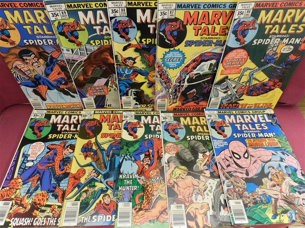 MARVEL TALES 81 82 83 84 85 86 87 88 89 90 COMIC RUN SPIDER-MAN LEE 1977 FN/VF