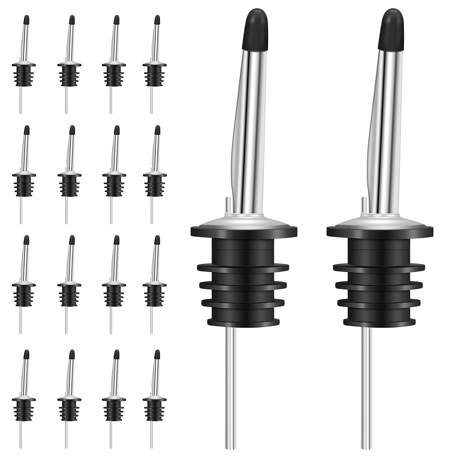 Stainless Steel Liquor Pour Spouts Set Silver Pourers for Liquor Bottles