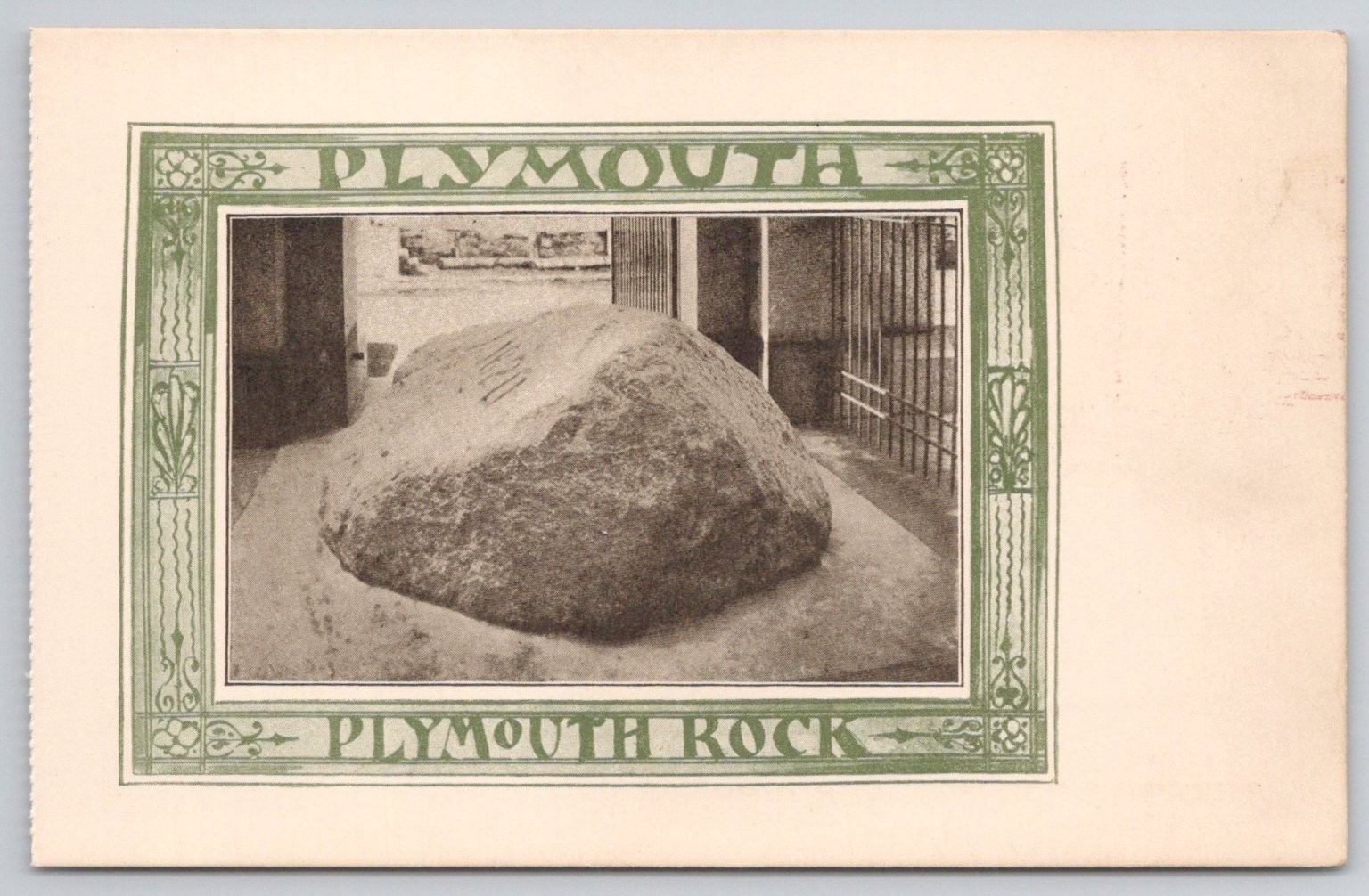 Vintage Plymouth Rock Postcard 1620 Massachusetts Asburbank MA Pilgrim History