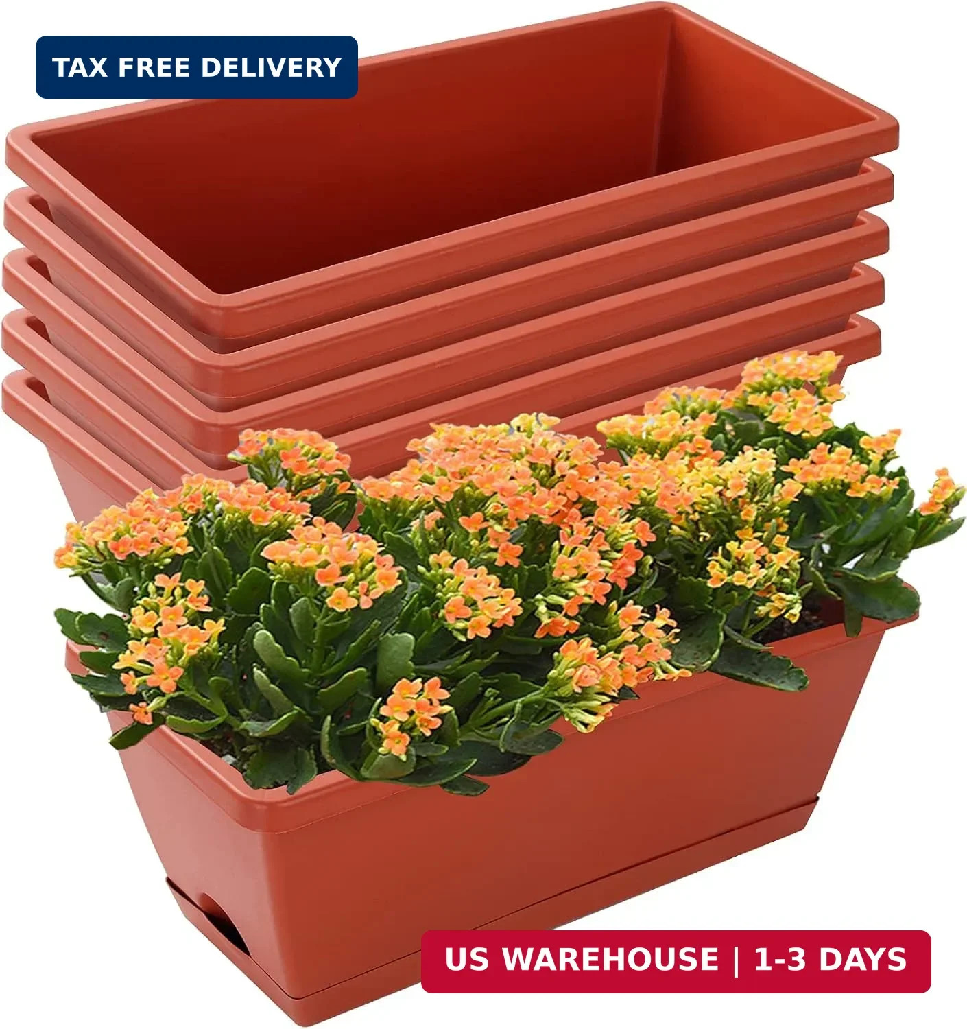 CHUKEMAOYI Window Box Planter, 7 Pack Plastic Vegetable Flower Planters Boxes 17