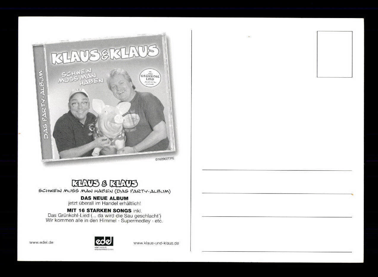 Klaus and Klaus autograph card original signed ## BC 95890