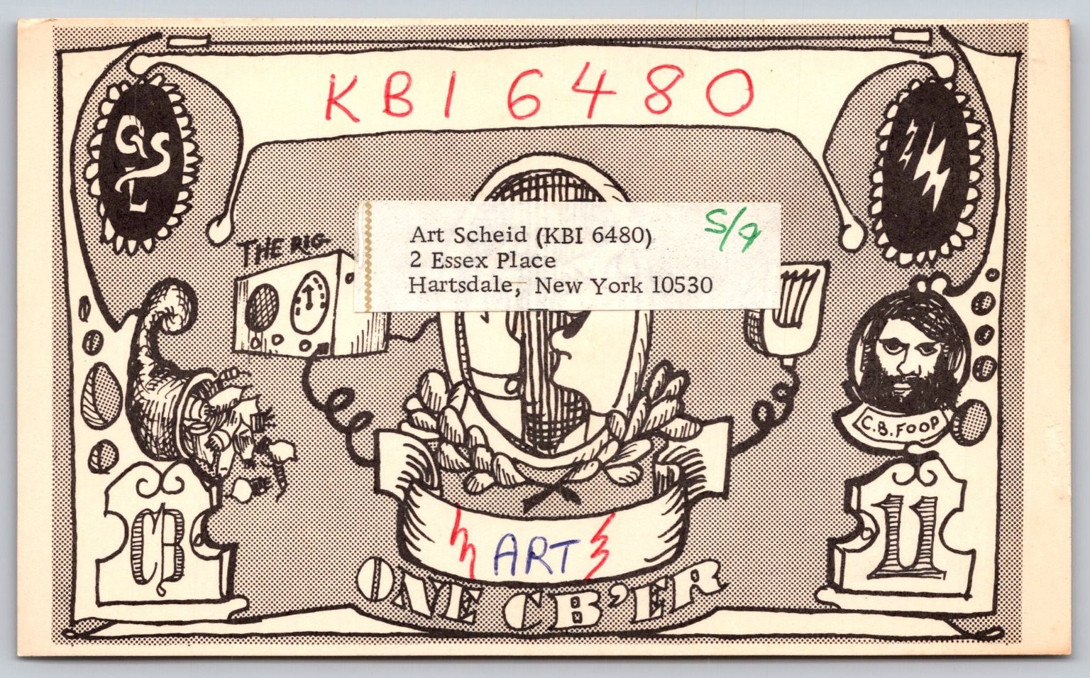 Vintage CB Radio Novelty Postcard – Art Scheid “ONE CB’ER” Cartoon Parody C151