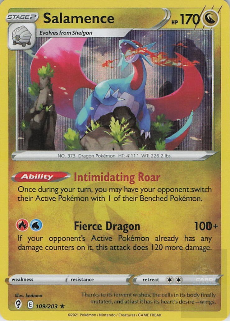 SALAMENCE 109/203 Holo Rare EVOLVING SKIES Pokemon Holo Near Mint