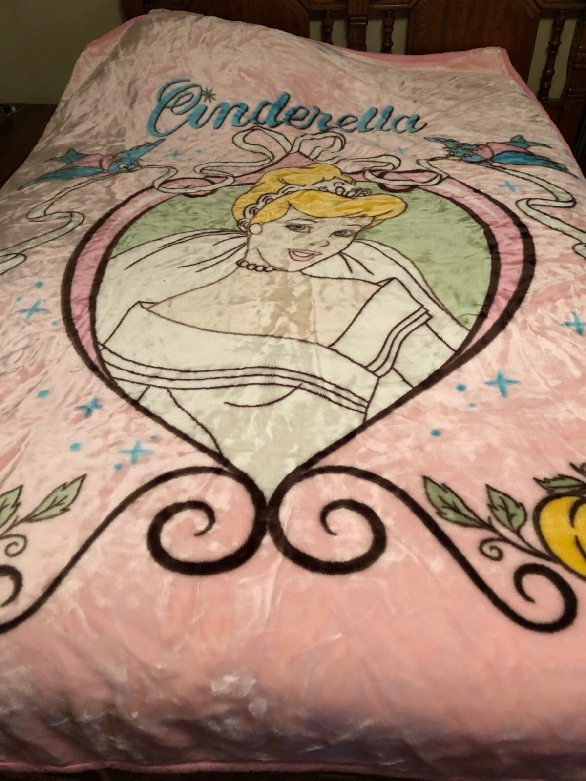 Vintage Disney Cinderella Royal Blanket Bride Ultra Plush Princess 160 x 220 cm