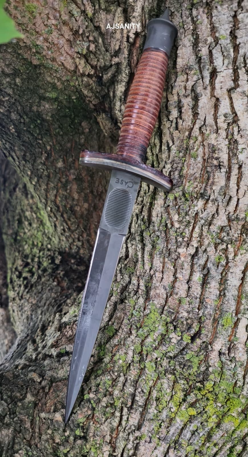 Handmade WW2 Double-Edge V42 Military Knife Stiletto Dagger Knife Leather Sheath