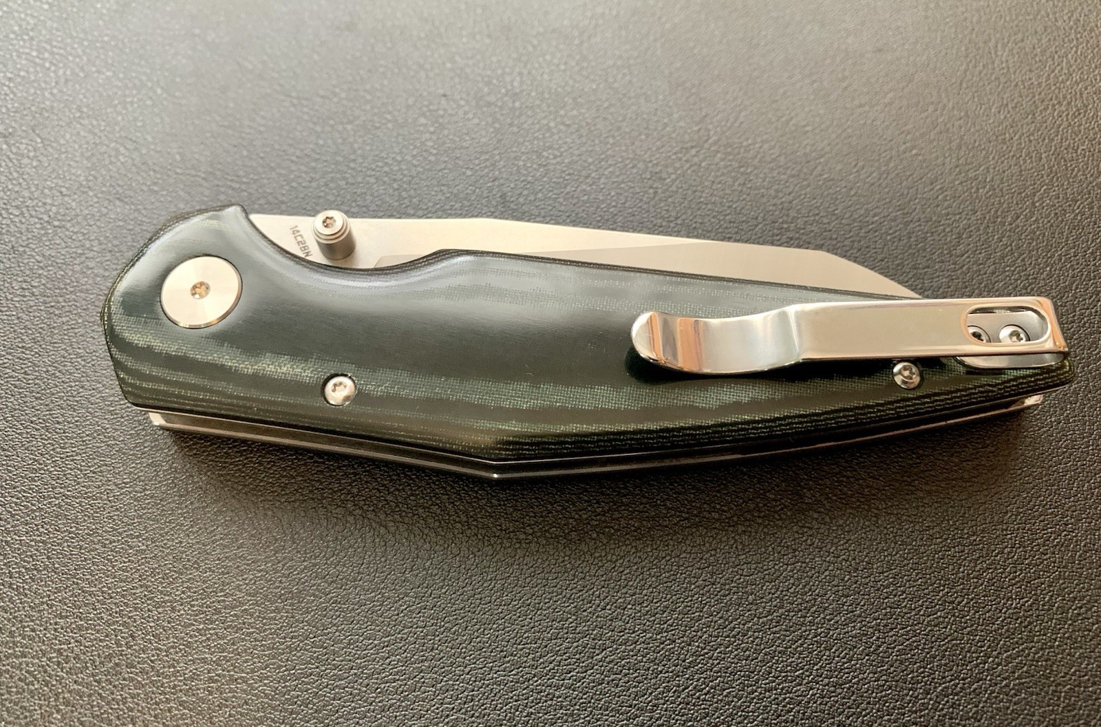 Bestech Snakebird BG58A Two-tone Satin Stonewash 14C28N Blade Green Micarta NIB